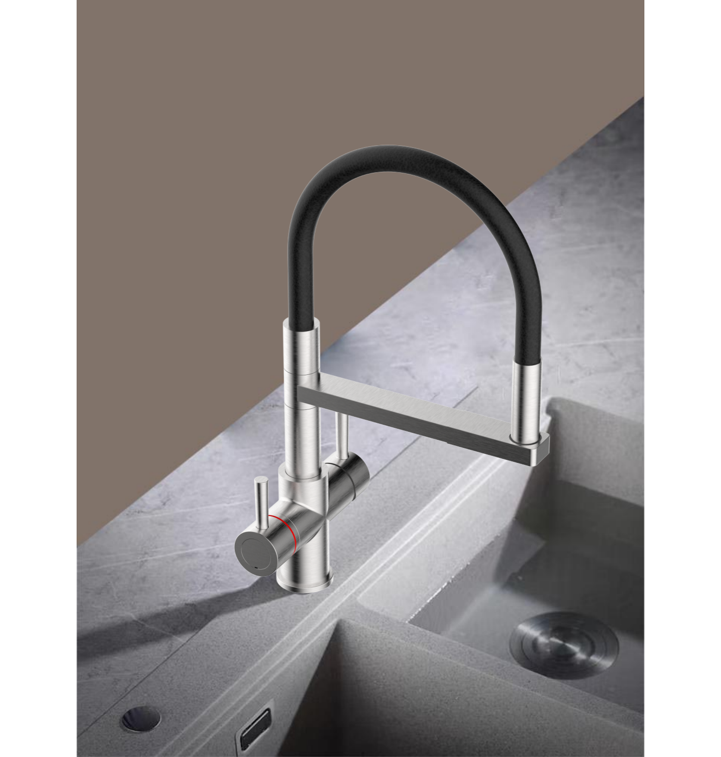 Reginox Aqubezi BN 4-In-1 Boiling Water Tap System - Brushed Nickel