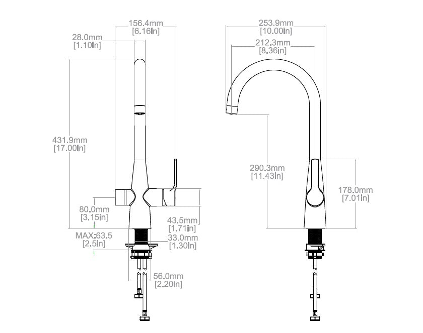 Reginox Aquadzi 4-In-1 boiling water Tap System - Polished Chrome