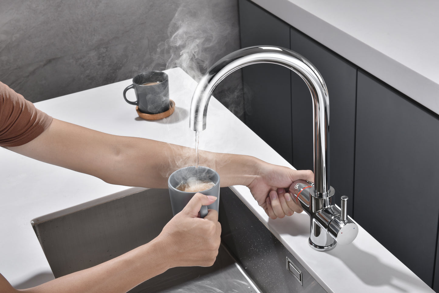 Reginox Attenzi CH 3-in-1 Boiling Water Tap System - Polished Chrome
