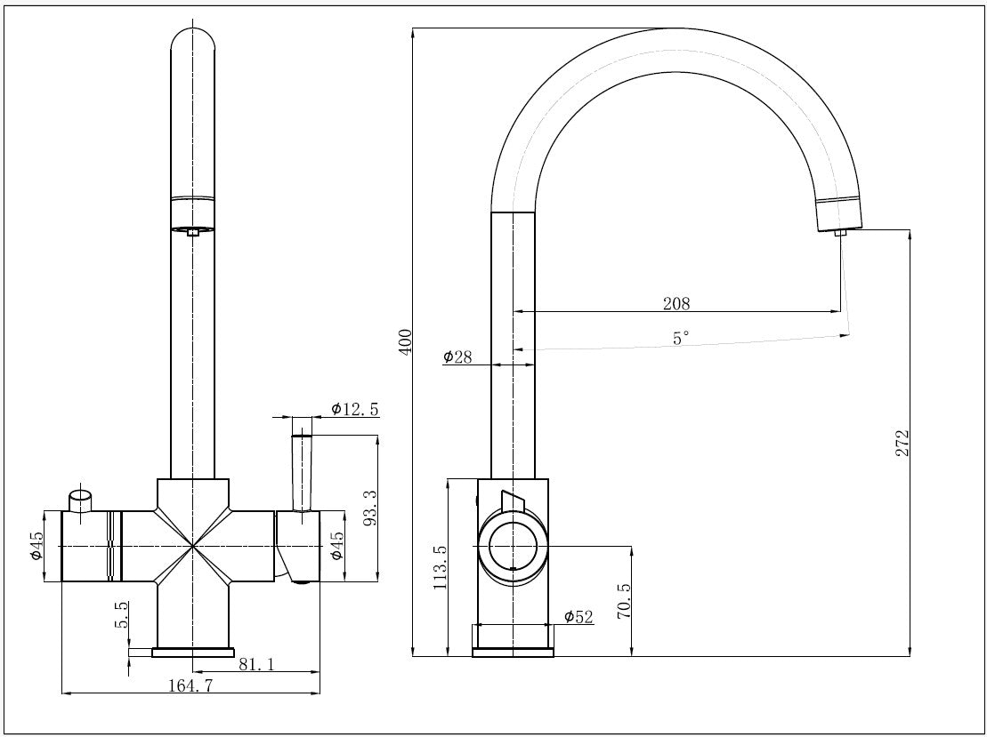 Reginox Attenzi CH 3-in-1 Boiling Water Tap System - Polished Chrome