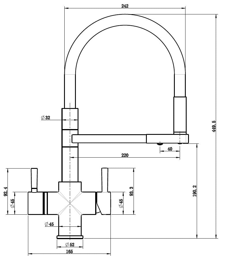 Reginox Aquabezi 4-In-1 Boiling water Tap System - Matt Black