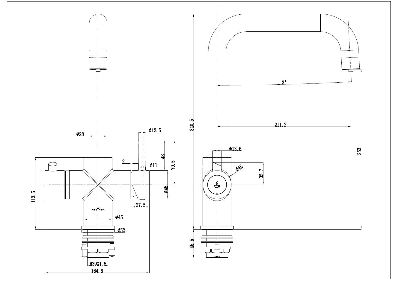 Reginox Tribezi BN 3-In-1 boiling Water Tap System - Brushed Nickle